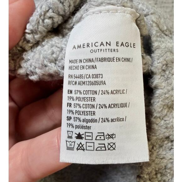 American Eagle Buttoned Boxy Cardigan Sweaters Size XS Oversized Gray Green Cozy - Picture 9 of 16
